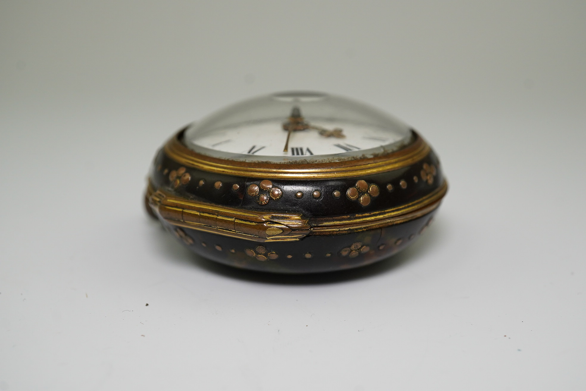 A George III pair cased gold plated pocket watch, with a green stained tortoiseshell outer case, by William Hope, London